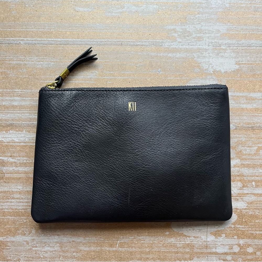 Madewell NWT The Pouch Clutch Leather Black Classic Basic Preppy Casual